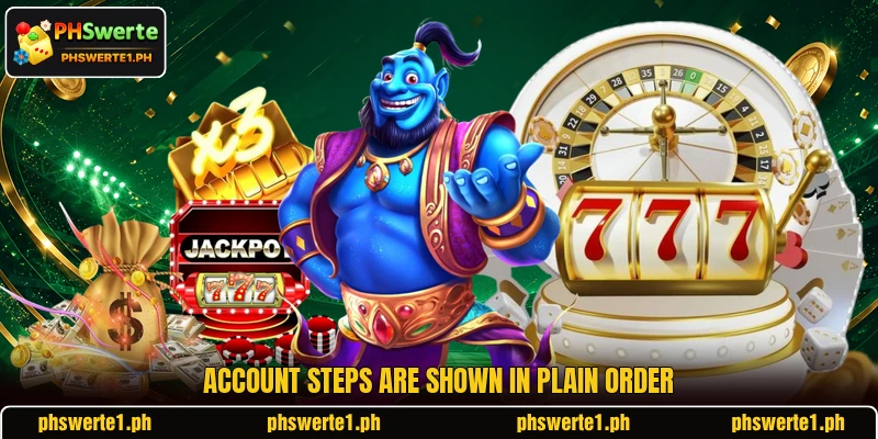 Account steps are shown in plain order Account steps are shown in plain order