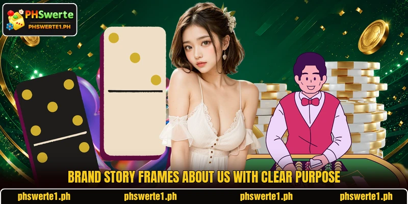 Brand story frames about us with clear purpose