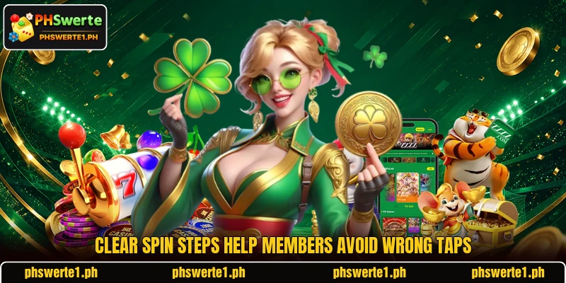Clear spin steps help members avoid wrong taps Clear spin steps help members avoid wrong taps