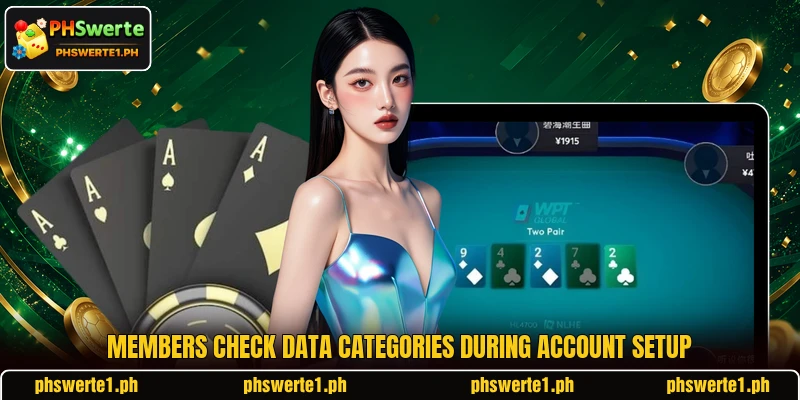Members check data categories during account setup