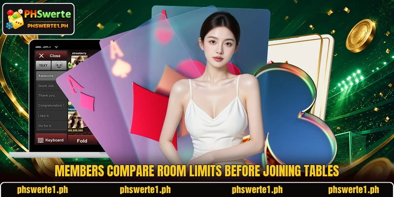 Members compare room limits before joining tables Members compare room limits before joining tables