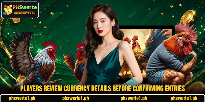 Players review currency details before confirming entries Players review currency details before confirming entries
