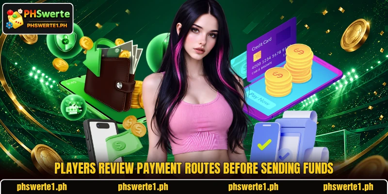 Players review payment routes before sending funds